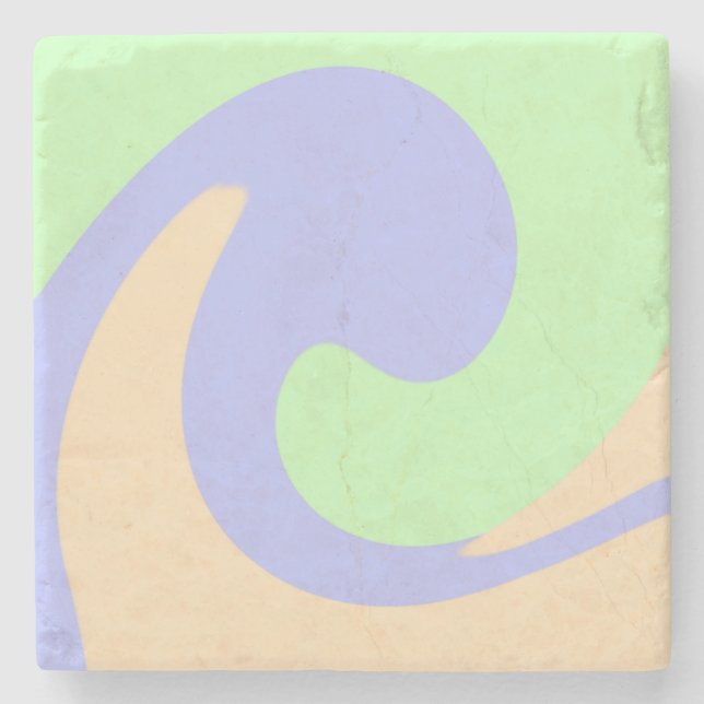 Blå grönt, fluid marble boho fold mönster stenunderlägg (Framsidan)