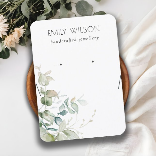 Blå Grönt Foliage Bunch Earring Necklace Visning Visitkort (Skapare uppladdad)
