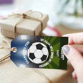 Blå Grönt Fotboll Stadium Sports Theme Birthday Presentetikett