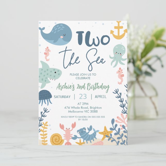 Blå Grönt Fotoboys 2: Havsdagen Inbjudningar (Stående Fram)