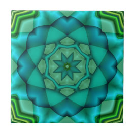 Blå Grönt Fractal Art Ceramic Tile Kakelplatta