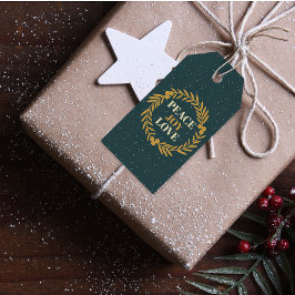 Blå Grönt, fred, Joy, Kärlek Guld, julkrans Presentetikett