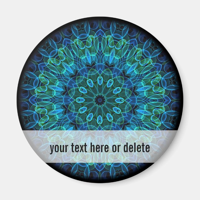 Blå Grönt Gems kaleidoskop Magnet (Framsidan)