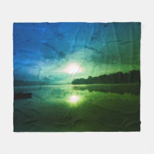 Blå Grönt God morgon abstrakt vid CT River Fleecefilt