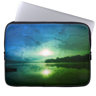 Blå Grönt God morgon abstrakt vid CT River Laptop Fodral
