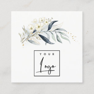Blå Grönt Guld löna botaniska Blommigtar Din Logot Fyrkantigt Visitkort