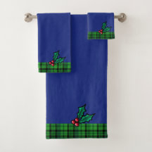 Blå Grönt - julpapp och Holly Towel Set