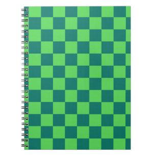 Blå Grönt Kontrollerad Gingham Mönster Anteckningsbok