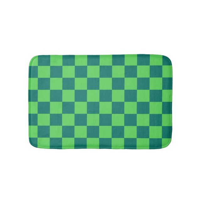 Blå Grönt Kontrollerad Gingham Mönster Badrumsmatta (Framsidan)