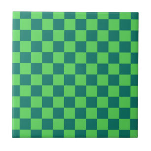 Blå Grönt Kontrollerad Gingham Mönster Kakelplatta
