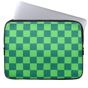Blå Grönt Kontrollerad Gingham Mönster Laptop Fodral