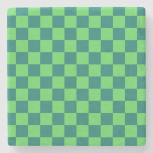 Blå Grönt Kontrollerad Gingham Mönster Stenunderlägg