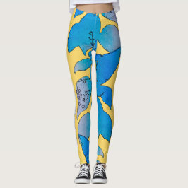 Blå Grönt Löv sommarbaljväxter Leggings