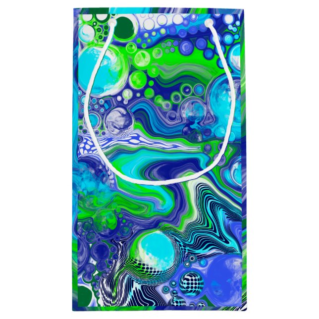 Blå Grönt Marble Swirls Birthday eller Baby dusch (Baksidan)