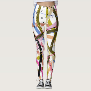 Blå Grönt med Orange, svart design Leggings