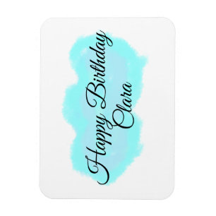 Blå grönt moln pastel grattis på födelsedagen mode magnet
