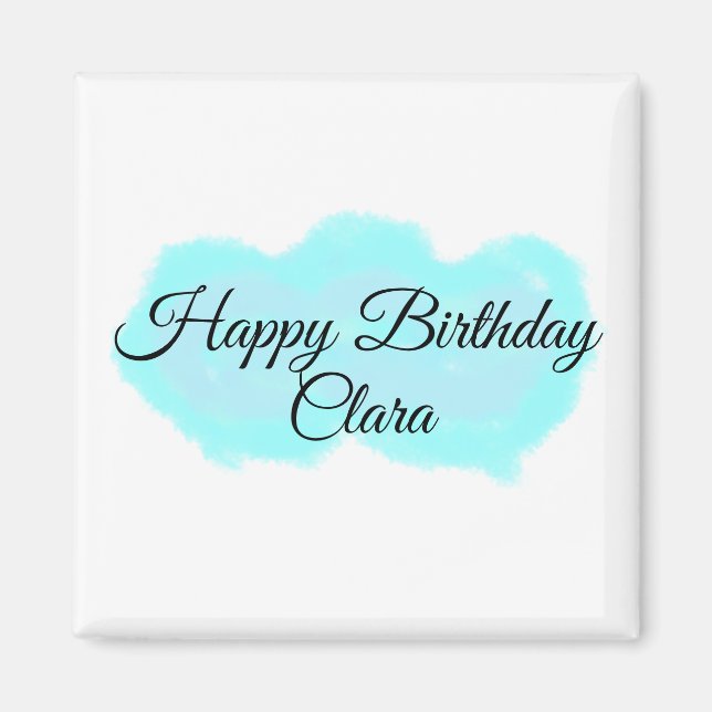 Blå grönt moln pastel grattis på födelsedagen mode magnet (Framsidan)