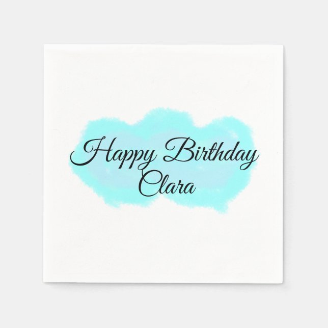 Blå grönt moln pastel grattis på födelsedagen mode pappersservett (Framsidan)