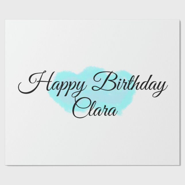 Blå grönt moln pastel grattis på födelsedagen mode presentpapper (Platt)