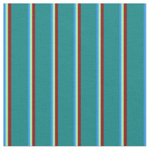 Blå, Grönt, Mörk Red och Teal Linjer Tyg