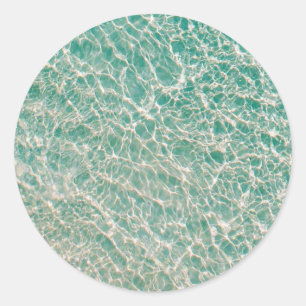 Blå Grönt Ocean (Vinkara sommarstranden) Runt Klistermärke