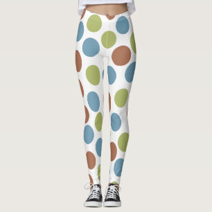 Blå, Grönt och bruna punkter Leggings