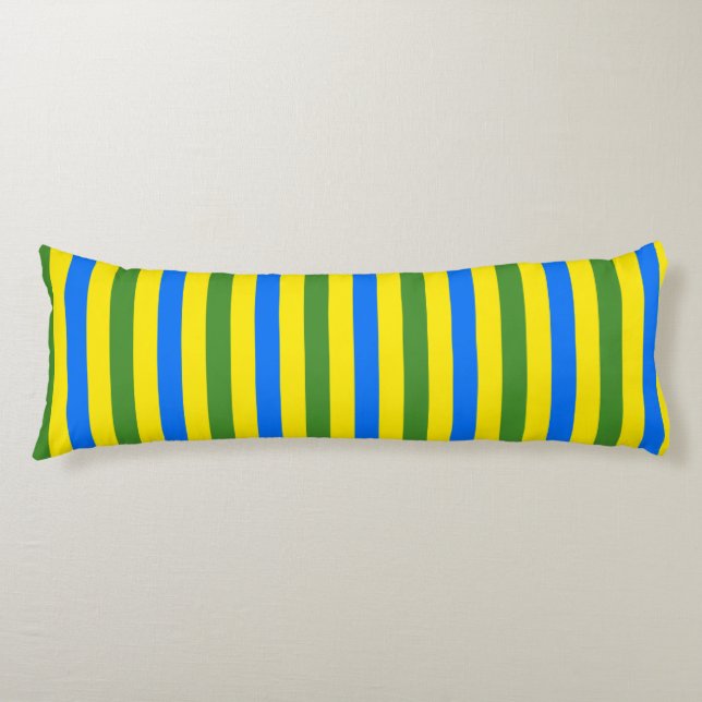 Blå Grönt och Gult Rand Design Kroppskudde (Framsidan)