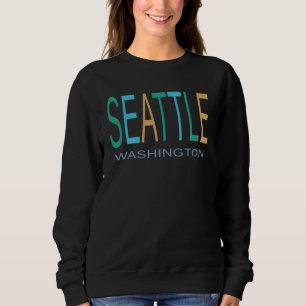 Blå Grönt och Gult Seattle T Shirt
