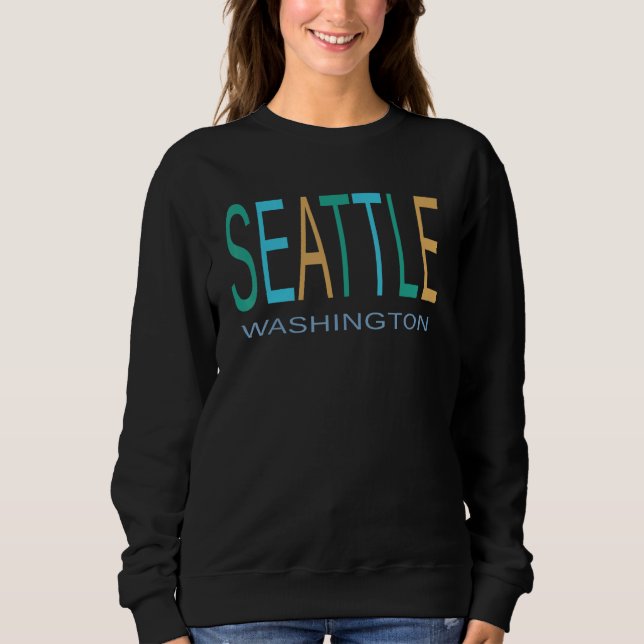 Blå Grönt och Gult Seattle T Shirt (Framsida)