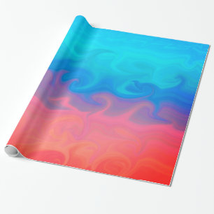 Blå Grönt och Orange Abstract Design Mönster Presentpapper