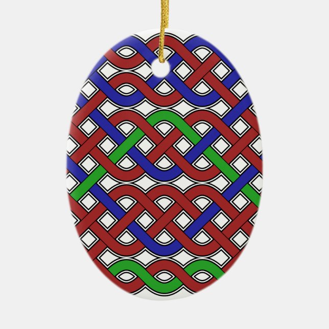 Blå, Grönt och rödkeltiska knop Julgransprydnad Keramik (Framsidan)