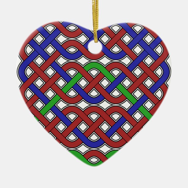 Blå, Grönt och rödkeltiska knop Julgransprydnad Keramik (Framsidan)