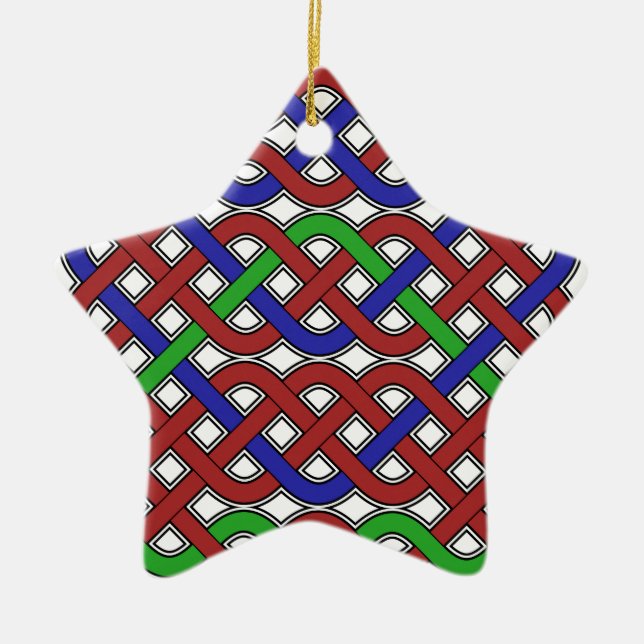 Blå, Grönt och rödkeltiska knop Julgransprydnad Keramik (Framsidan)