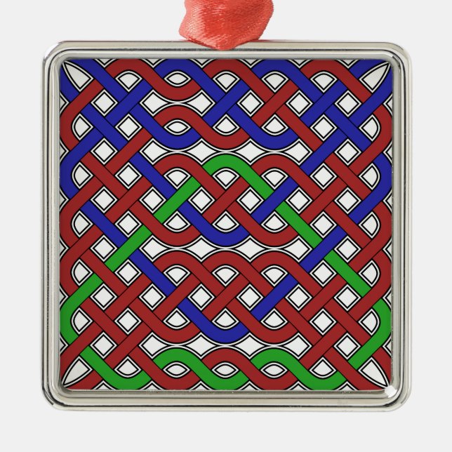 Blå, Grönt och rödkeltiska knop Julgransprydnad Metall (Framsidan)