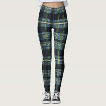 Blå, Grönt och svart tartan Leggings