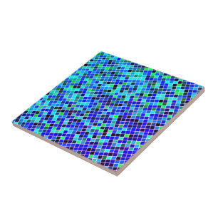 Blå Grönt och svarta Mosaic-fyrkanter - vackra Kakelplatta