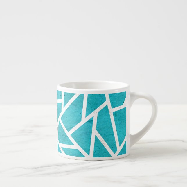 Blå grönt och vit mosaik mönster espressomugg (Höger)