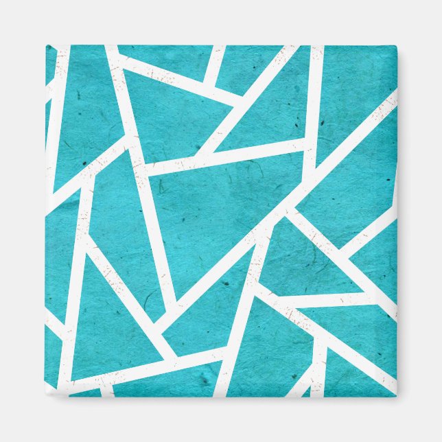 Blå grönt och vit mosaik mönster magnet (Framsidan)