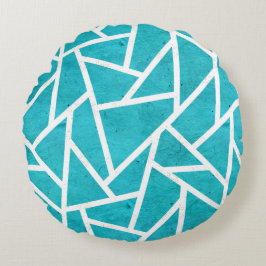 Blå grönt och vit mosaik mönster rund kudde