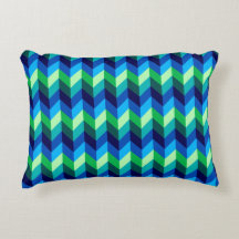 Blå Grönt Ombre Chevrons accent Pillow