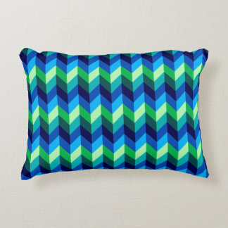 Blå Grönt Ombre Chevrons accent Pillow Prydnadskudde