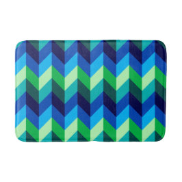 Blå Grönt Ombre Chevrons Medium Bath Mat Badrumsmatta
