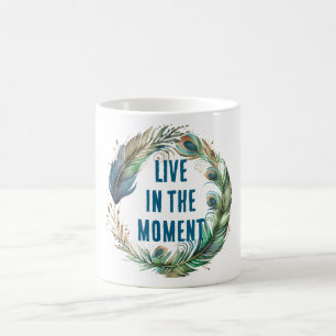 Blå Grönt Peacock Feathers Kaffemugg