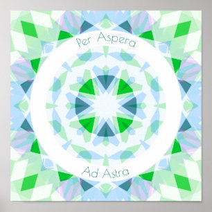 Blå Grönt per Aspera och Astra Stars Motivational Poster