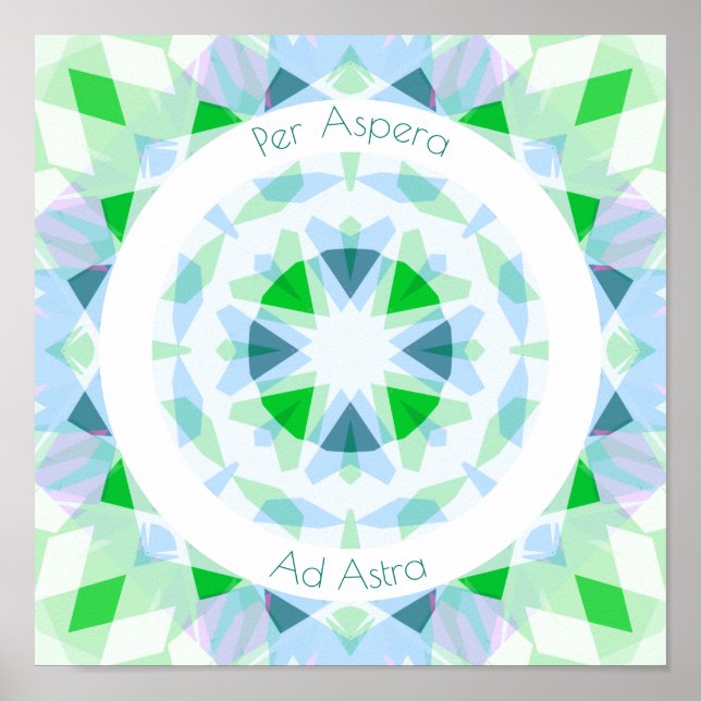 Blå Grönt per Aspera och Astra Stars Motivational Poster (Framsidan)