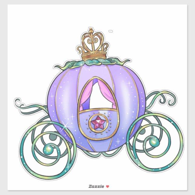 Blå grönt Princess Carriage illustration etikett (Ark)