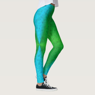 Blå Grönt Rainbow i Elephantenskin leatheroptik Leggings