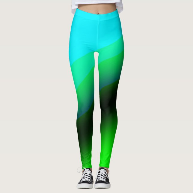 Blå grönt regnbåge abstrakt struktur mönster art t leggings (Framsida)