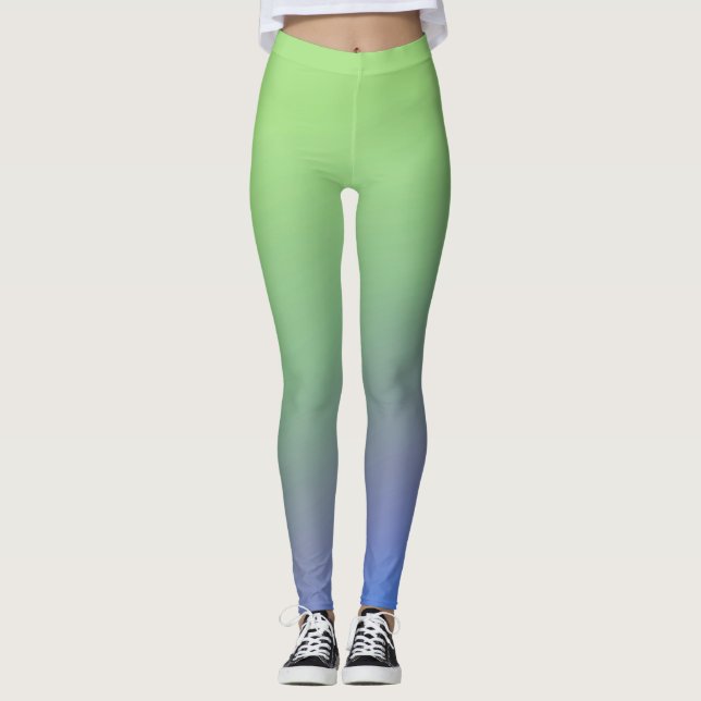 Blå grönt regnbåge abstrakt struktur mönster art t leggings (Framsida)