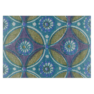 Blå Grönt Rustic Boho Geometric Circle Mönster